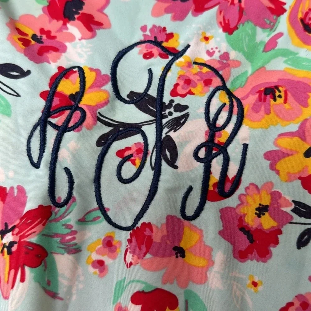 Ruffle Butts Floral Rashguard Swimsuit Size 12-24 Months w Monogram ATR